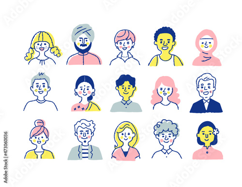さまざまな人種の人々　バストアップ　セット