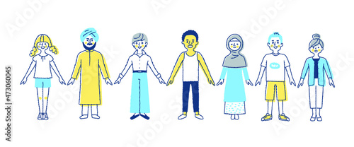 さまざまな人種の人々　全身