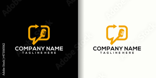 Bubble chat with podcast logo design
