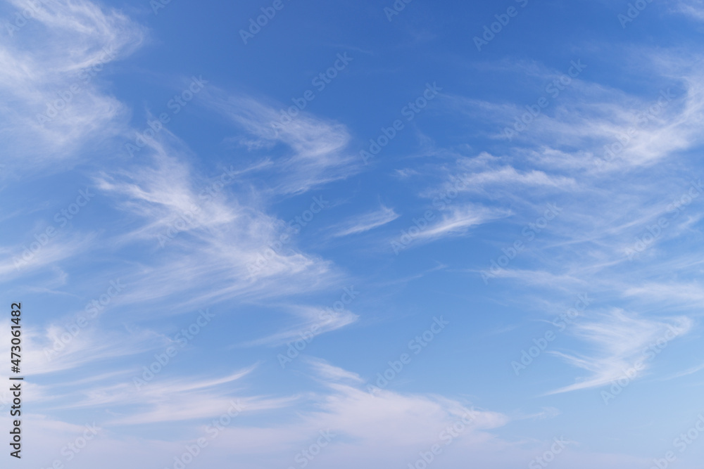 青空に浮かぶ鈎状の形をした雲