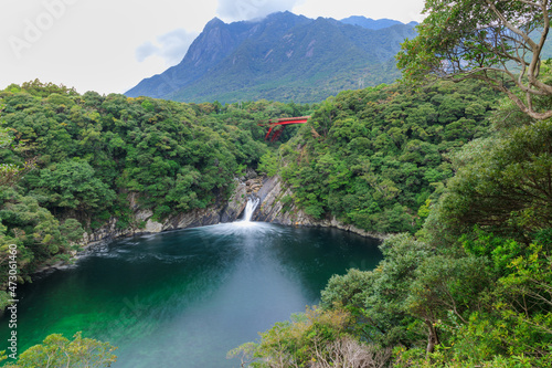海に落ちる屋久島トローキの滝