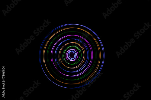 Multicolored circles on a black background