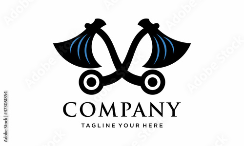 The wood cuts, lumberjack axes. Design elements for logo, label, emblem, sign, badge. Vector illustration. on a black and white background.
