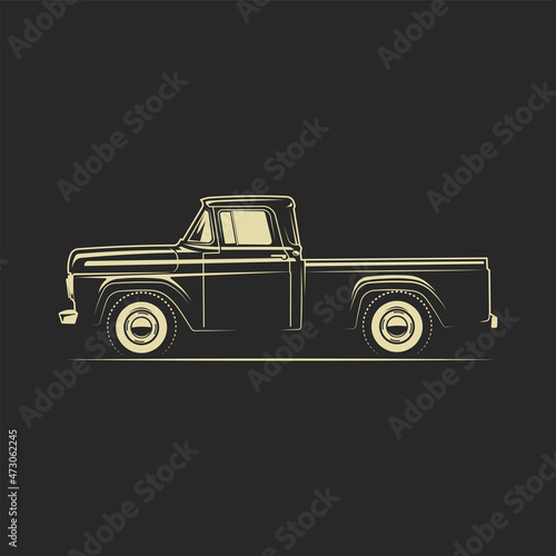 pickup truck classic outline illustration