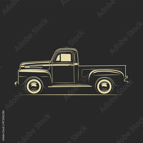 pickup truck classic outline illustration