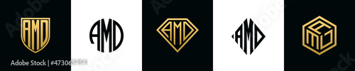 Initial letters AMD logo designs Bundle photo