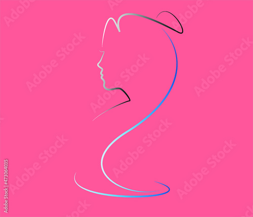 beautiful woman linear logo design. womens hairstyles creative brand concept.