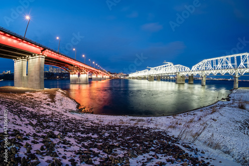 Cityscape, view of bridges over the river