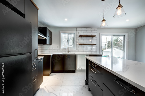 Wallpaper Mural Typical budget Canadian single family house, renovated with some luxury elements in design partially furnished with kitchen, rooms, bedrooms, appliances, finished basement, laundry, backyard and patio Torontodigital.ca