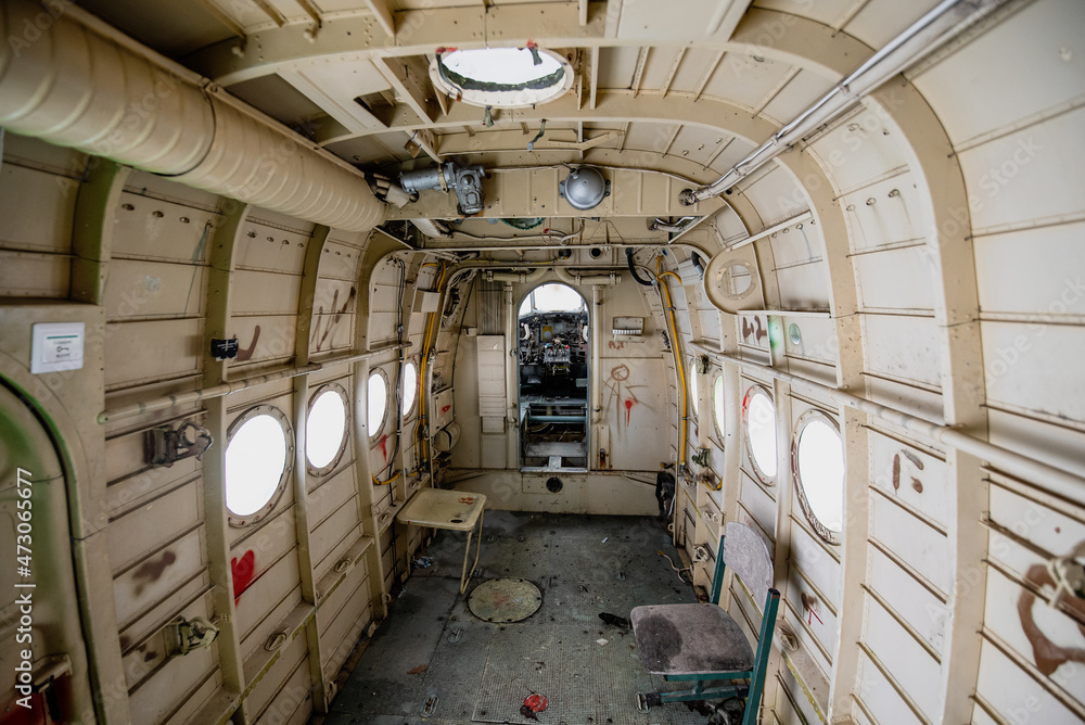 An old, abandoned plane from the inside An old, abandoned plane from the inside