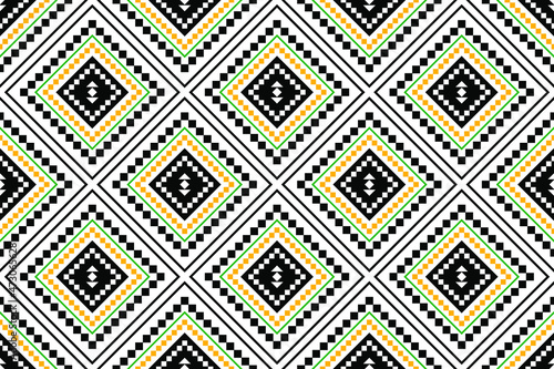 Geometric ethnic oriental seamless pattern traditional Design for background,carpet,wallpaper.clothing,wrapping,Batik fabric,Vector illustration.embroidery style - Sadu, sadou, sadow or sado