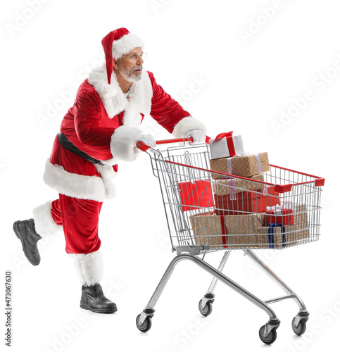 Santa Claus rolling shoppin...