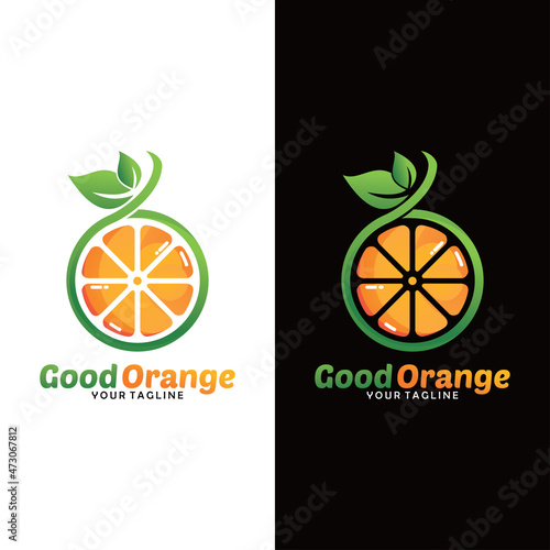 fresh orange fruit logo