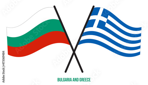 Free Download Bulgaria and Greece Flags Crossed And Waving Flat Style. Official Proportion. Correct Colors. - GFXLoad