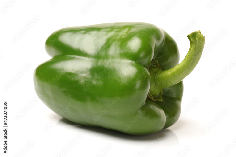 fresh green bell pepper (capsicum) on a white background fresh green bell pepper (capsicum) on a white background