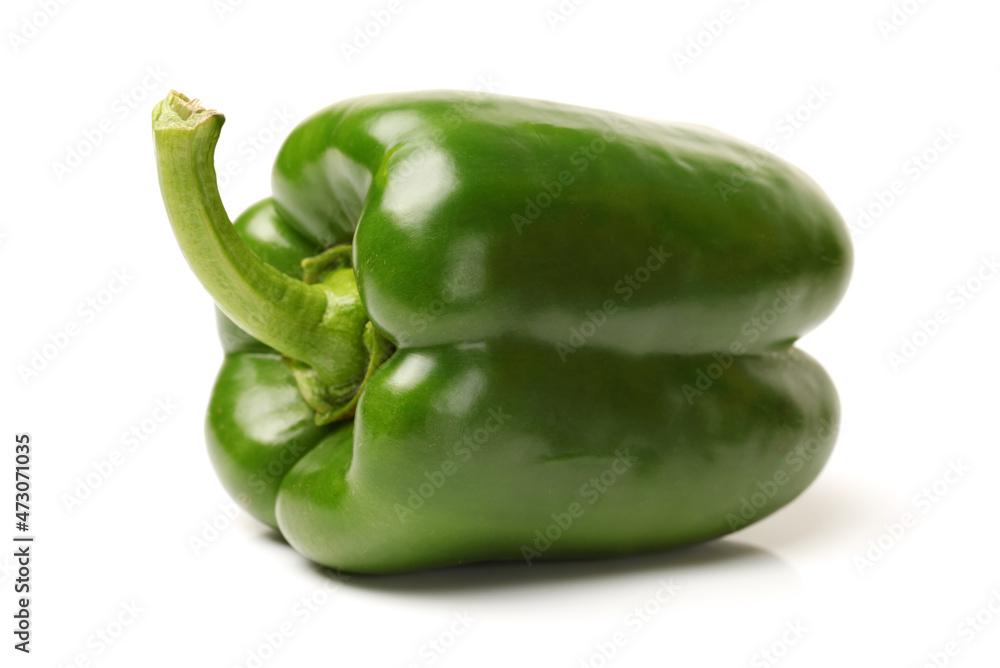 fresh green bell pepper (capsicum) on a white background fresh green bell pepper (capsicum) on a white background