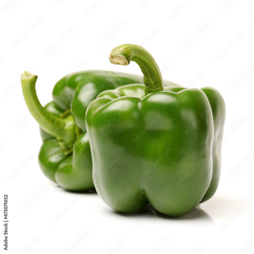fresh green bell pepper (capsicum) on a white background fresh green bell pepper (capsicum) on a white background