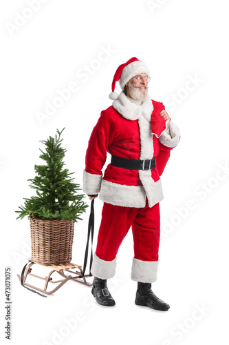 Santa Claus with sled and C...