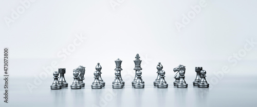 Close-up king chess standing teamwork concepts of business team and leadership strategy and organization risk management or team player.