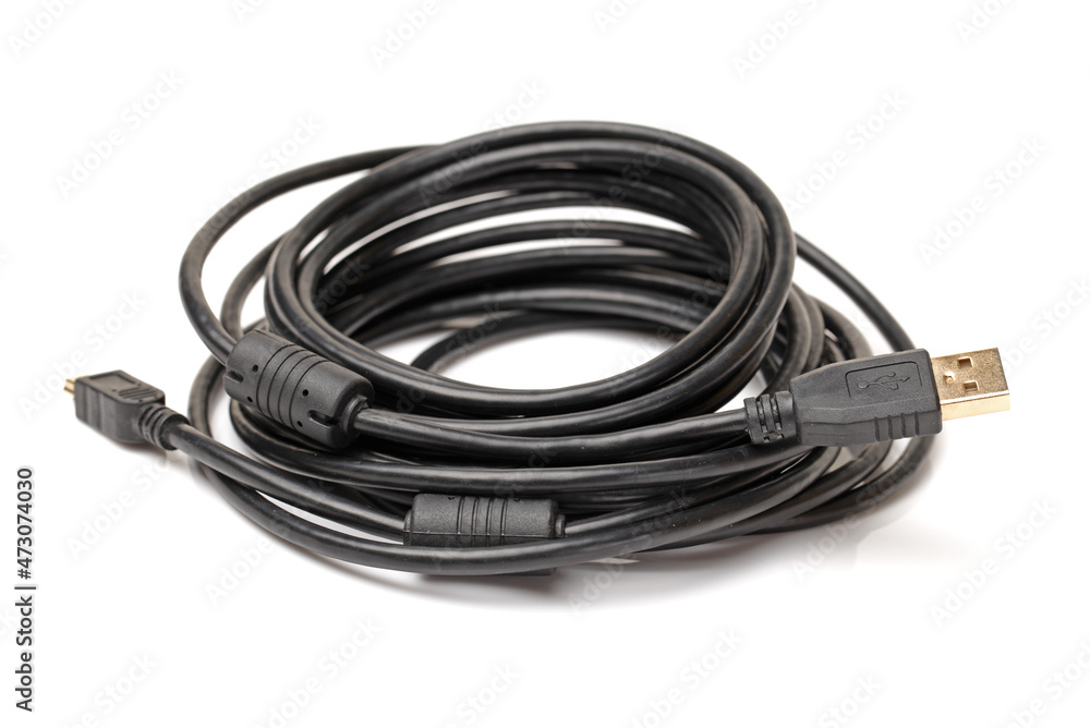 tech cable with plug isolated on a white background tech cable with plug isolated on a white background