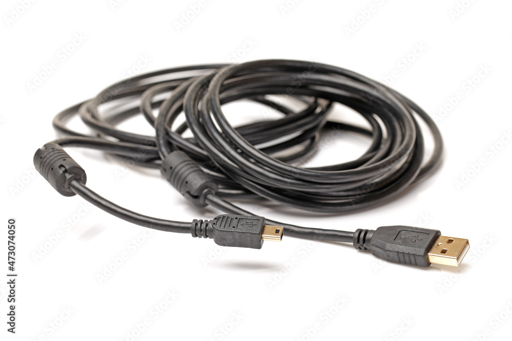 tech cable with plug isolated on a white background tech cable with plug isolated on a white background