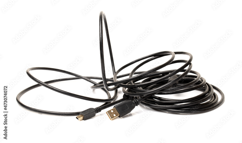 tech cable with plug isolated on a white background tech cable with plug isolated on a white background