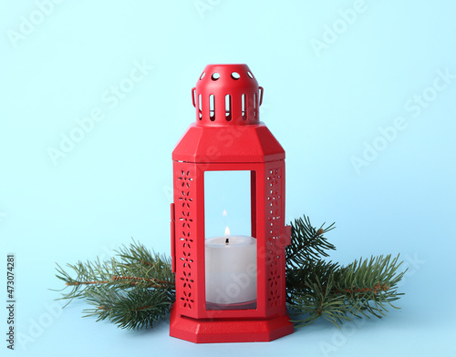 Red christmas lantern with ...