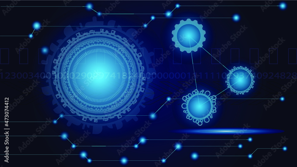 Futuristic digital technology background in blue colors Vector