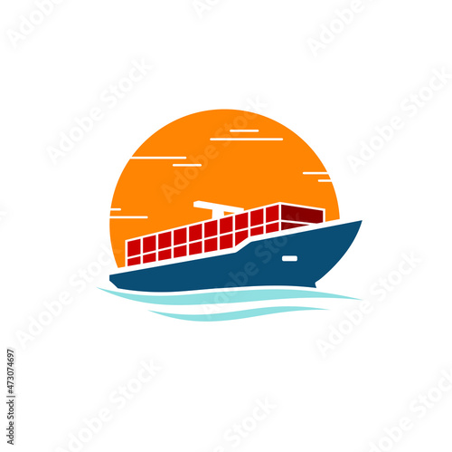 cargo boat icon, vector art