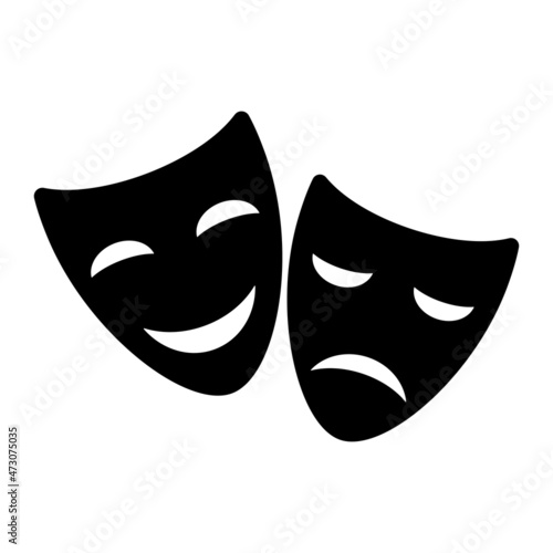 Theater Mask Icon Vector Design Template.