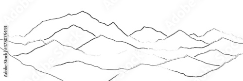 Vector sketch, mountain landscape, imitation of a pencil drawing	
