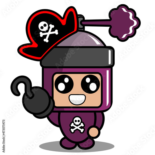 vector cartoon character cute purple pilox spray mascot costume pirate
