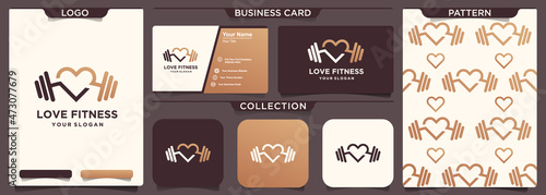 Love sport fitness gym workout icon logo
