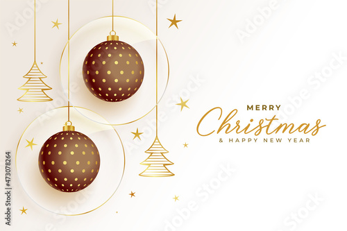 mery christmas and new year beautiful realistic greeting design