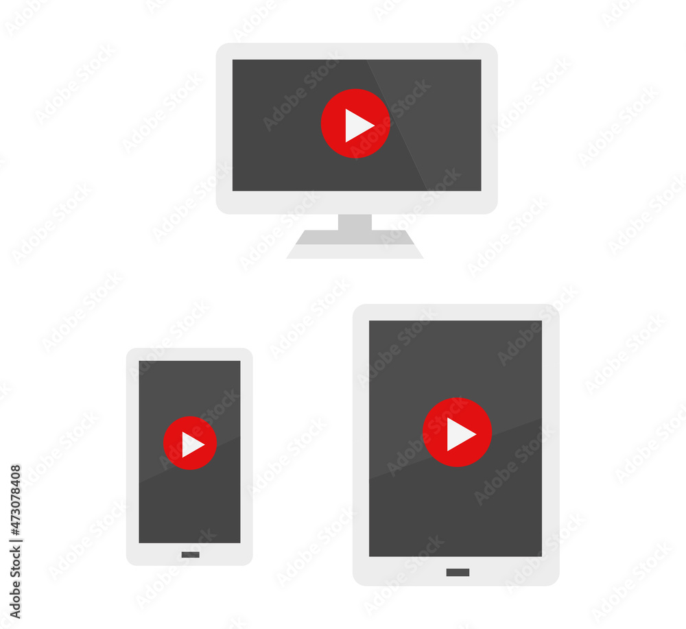 動画サイト パソコン スマホ タブレット イラスト素材 Stock Illustration Adobe Stock