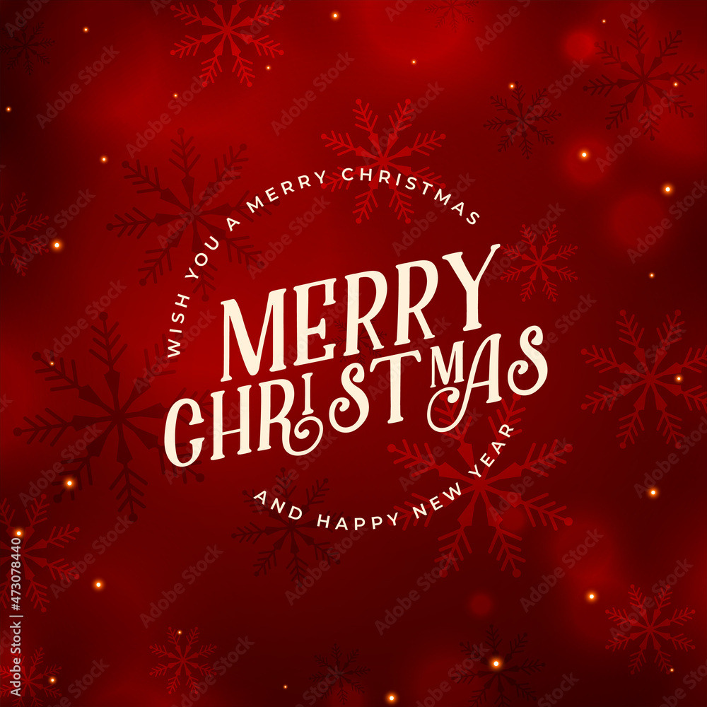 merry christmas snowflakes pattern red background