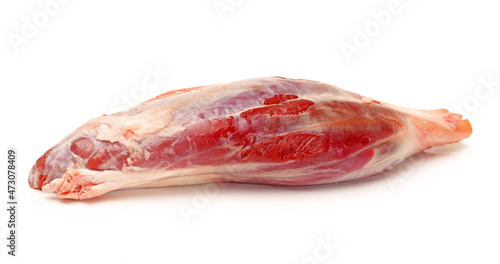 raw beef of leg on white background 