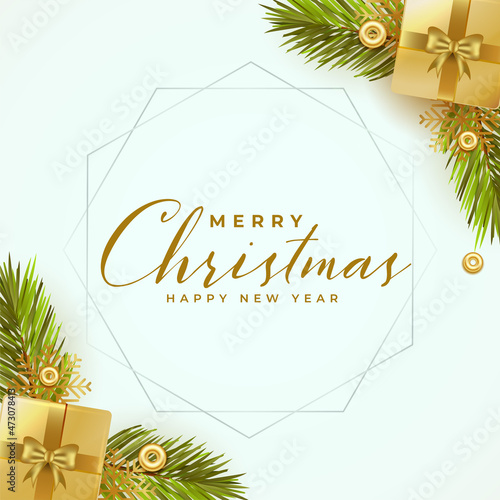 merry christmas white realistic greeting card design