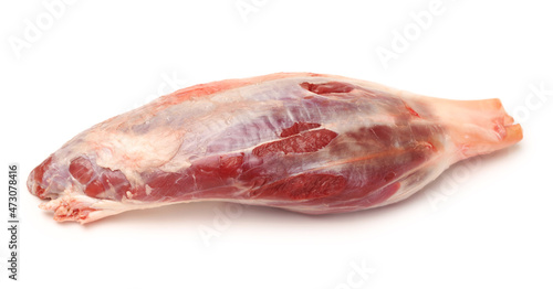 raw beef of leg on white background 