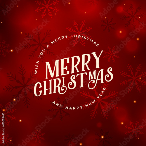 merry christmas snowflakes pattern red background