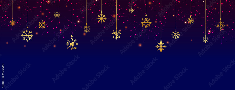 winter snowflakes decorative banner with text space