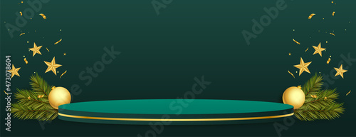 3d platform podium christmas banner design