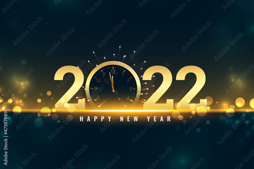 New year eve 2022 hd images happy new year 2022 eve celebration card with clock and bokeh lights