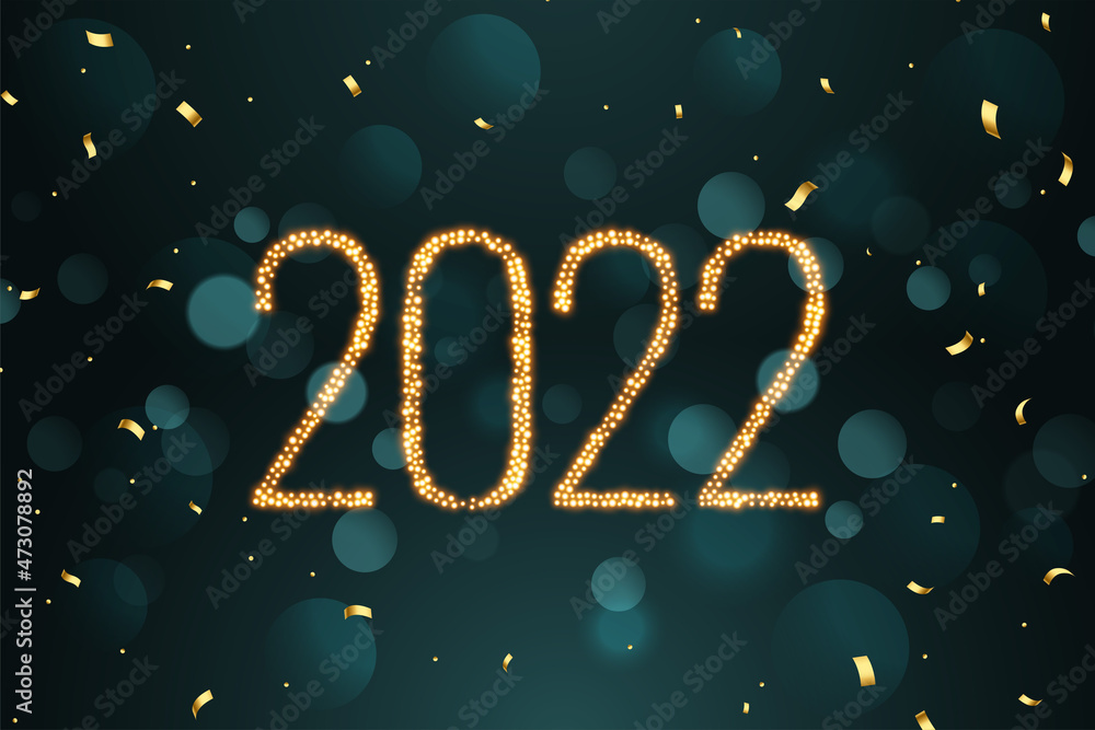 2022 luxury golden greeting with falling confetti 2022 luxury golden greeting with falling confetti