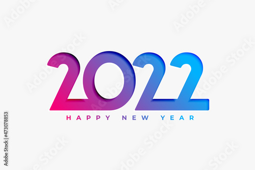 simple colorful 2022 paper cut style new year card design