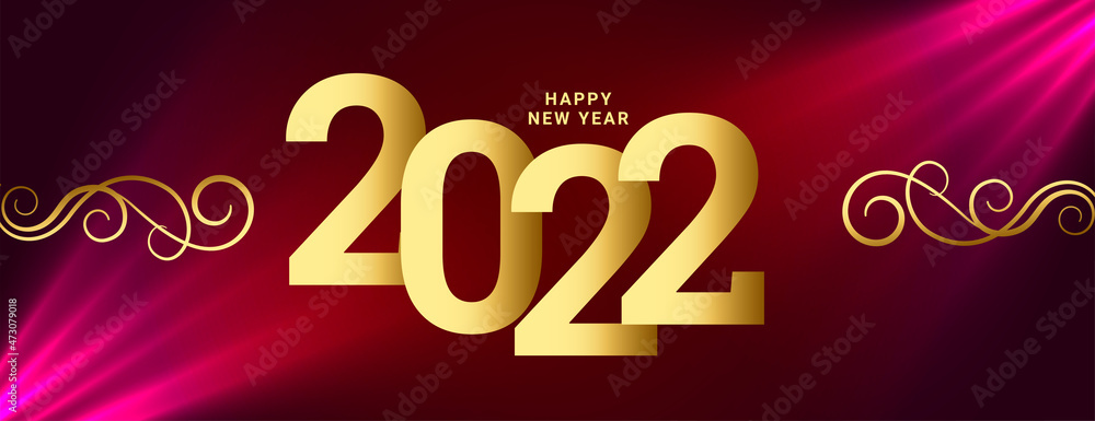 luxury 2022 new year golden banner with light effect luxury 2022 new year golden banner with light effect