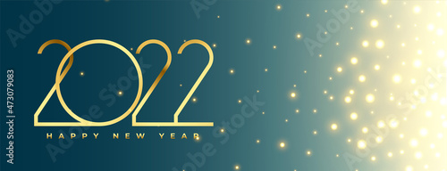 happy new year 2022 sparkling golden text wishes banner