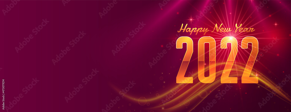 happy new year 2022 illustration shiny light effect banner