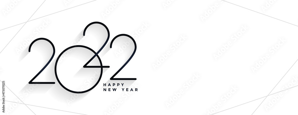 simple minimalist new year 2022 line style banner design - obrazy, fototapety, plakaty 