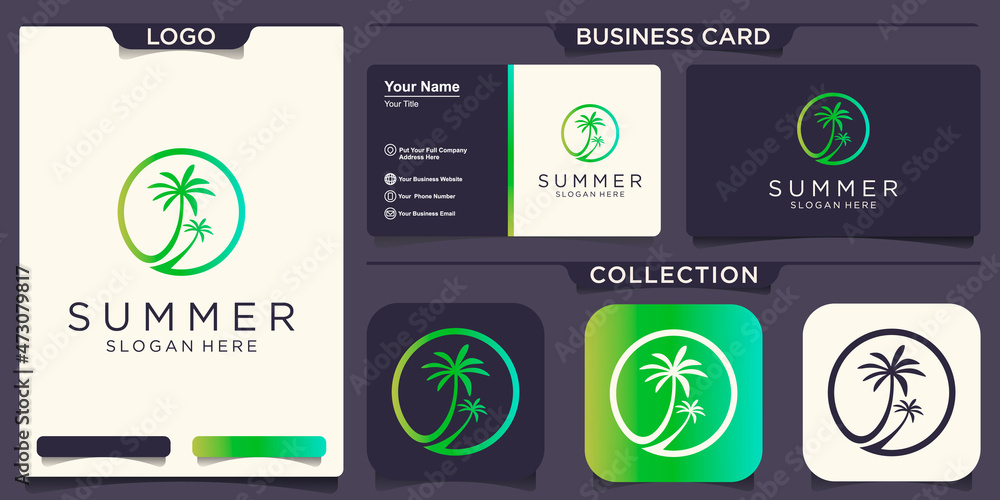 summer tree palm logo icon vector template summer tree palm logo icon vector template